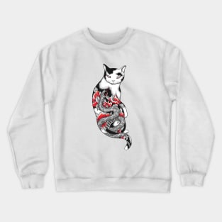 Cat in Grey Snake Tattoo Crewneck Sweatshirt